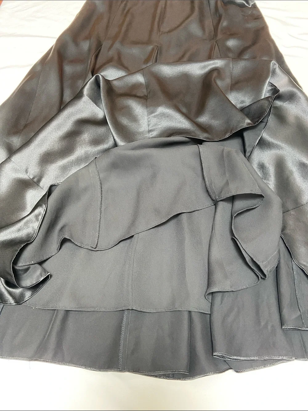 Vintage Lauren Ralph Lauren 100% Silk Black Maxi Godet Skirt Sz 4 - Picture 7 of 10